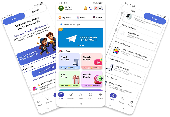 Reward Point app preview showing dashboard and rewards